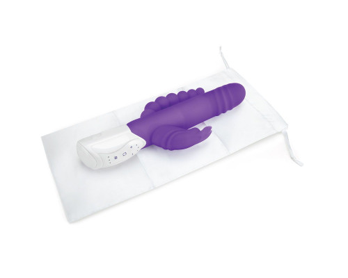Фиолетовый вибратор-кролик с анальным стимулятором - 26 см.