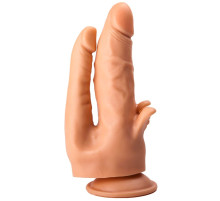 Фаллоимитатор на присоске для тройной стимуляции - 19,5 см.