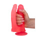 Двойной розовый фаллоимитатор на присоске - 15 см.