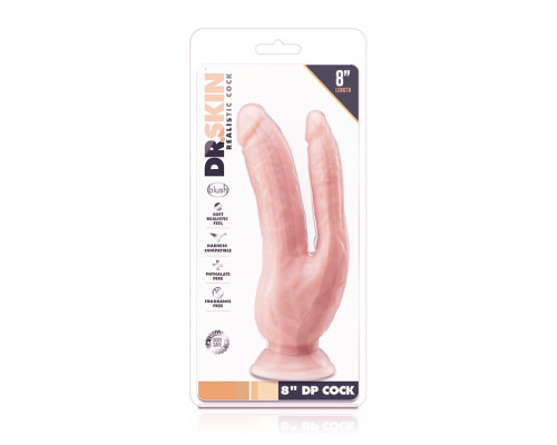 Телесный фаллоимитатор 8 Inch DP Cock - 20,32 см.