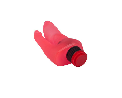 Двойной вибромассажер из розового геля - 17 см.