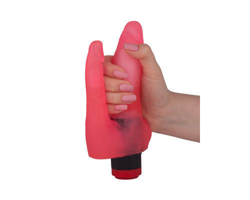 Двойной вибромассажер из розового геля - 17 см.