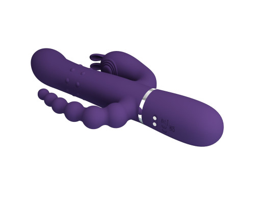Фиолетовый вибратор для тройной стимуляции Cammy - 22,2 см.