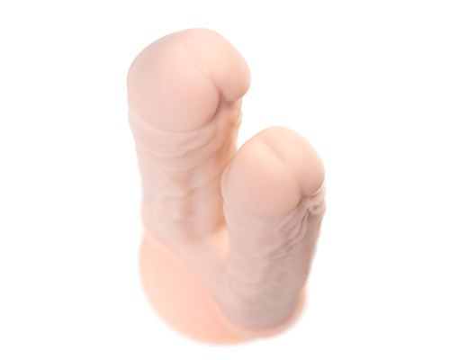 Телесный анально-вагинальный вибратор RealStick Silicone Jason M - 18 см.