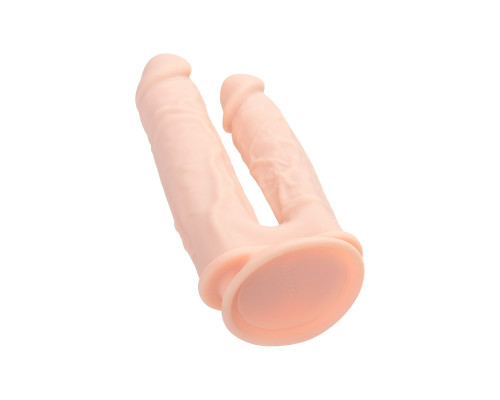 Телесный анально-вагинальный вибратор RealStick Silicone Jason M - 18 см.