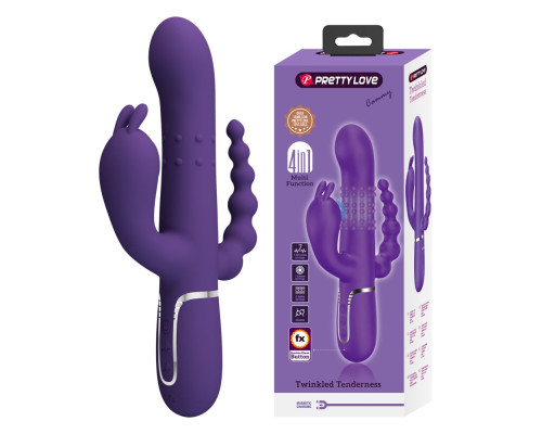 Фиолетовый вибратор для тройной стимуляции Cammy - 22,2 см.