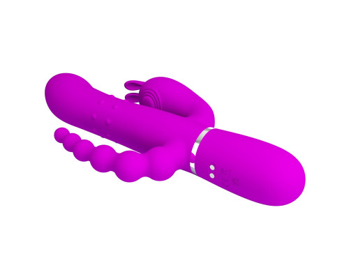 Лиловый вибратор для тройной стимуляции Cammy - 22,2 см.