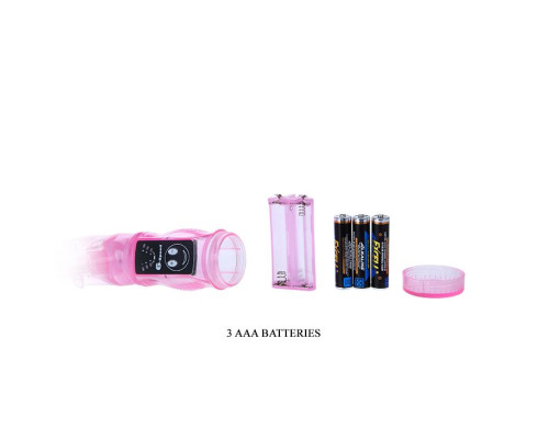 Розовый вибратор с анальным и клиторальным отростками Intimate Tease - 22 см.