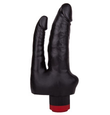 Двойной вибромассажёр чёрного цвета - 17 см.