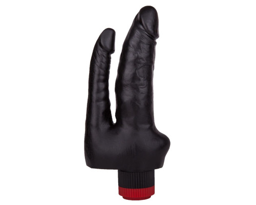 Двойной вибромассажёр чёрного цвета - 17 см.