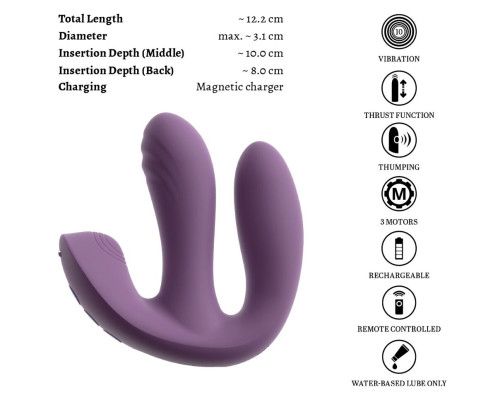 Фиолетовый тройной вибратор MIREVA RC Triple Hands-Free Vibrator