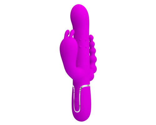 Лиловый вибратор для тройной стимуляции Cammy - 22,2 см.