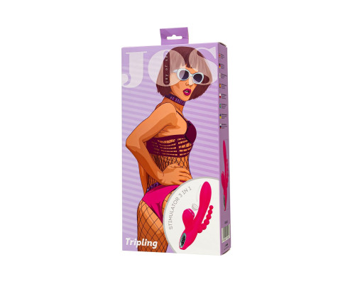 Ярко-розовый вибростимулятор 3-в-1 Tripling - 21 см.