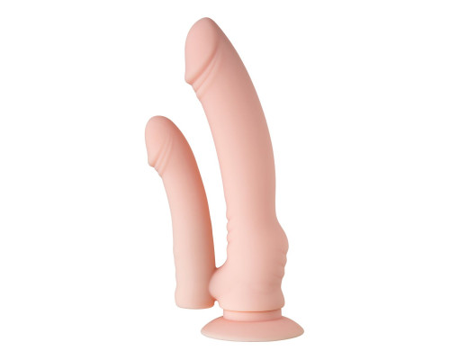 Двойной фаллоимитатор с присоской и съемной вибропулей - 19,5 см.