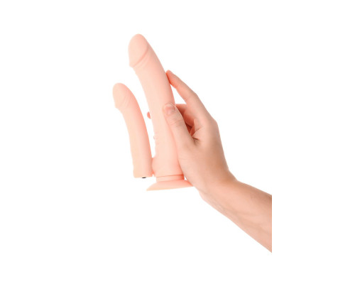 Двойной фаллоимитатор с присоской и съемной вибропулей - 19,5 см.