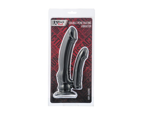 Чёрный вибратор для двойного проникновения - 19,5 см.