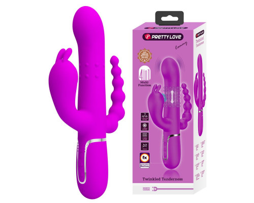 Лиловый вибратор для тройной стимуляции Cammy - 22,2 см.