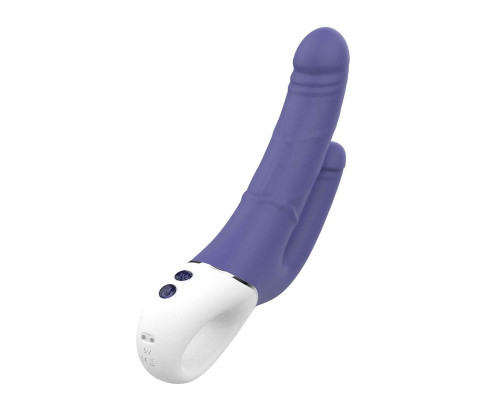 Синий анально-вагинальный вибратор Double Pleasure - 23,5 см.