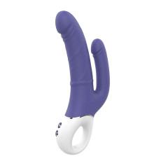 Синий анально-вагинальный вибратор Double Pleasure - 23,5 см.