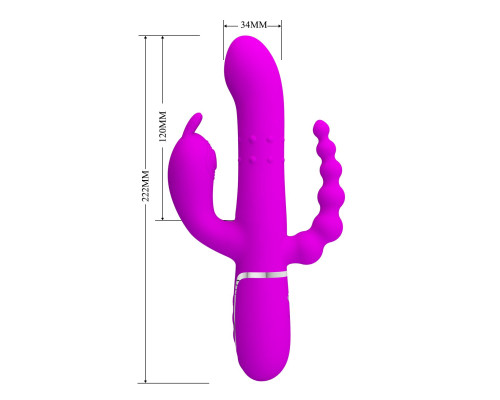 Лиловый вибратор для тройной стимуляции Cammy - 22,2 см.