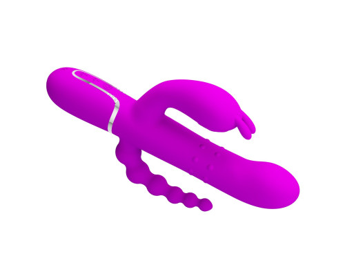 Лиловый вибратор для тройной стимуляции Cammy - 22,2 см.