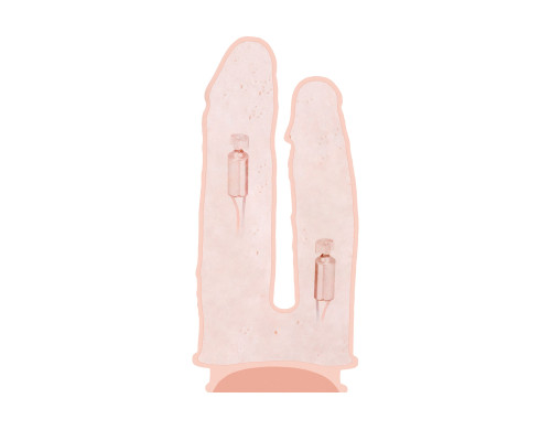 Телесный анально-вагинальный вибратор RealStick Silicone Jason M - 18 см.