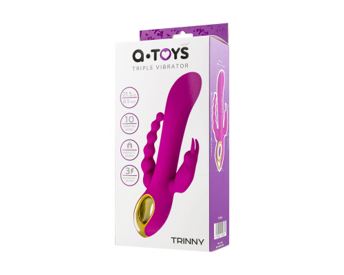 Лиловый тройной вибратор Trinny - 21,5 см.