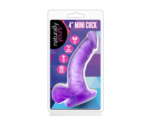 Фиолетовый фаллоимитатор на присоске NATURALLY YOURS 4INCH MINI - 12 см.