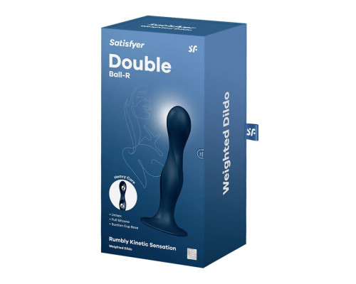 Темно-синий фаллоимитатор Double Ball-R - 17,8 см.