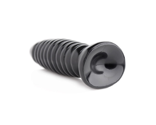 Черный ребристый анальный фаллоимитатор - 17,8 см.