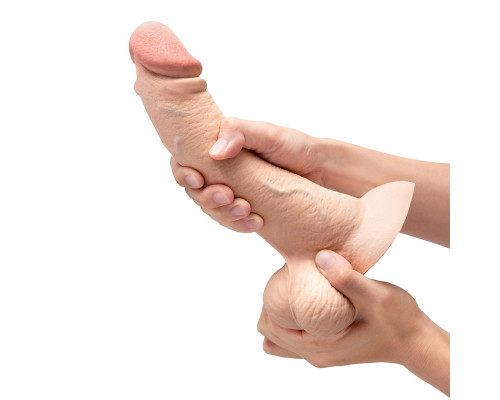 Телесный анальный фаллоимитатор Slipskin 9’’ Curved - 22 см.