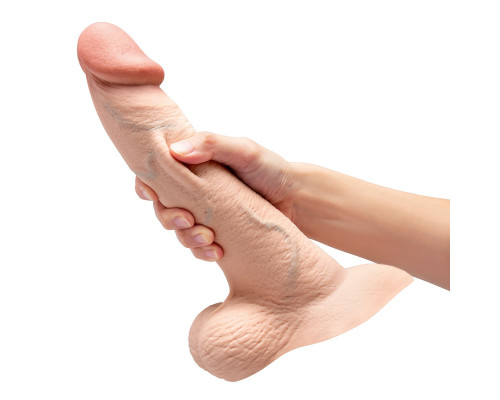 Телесный анальный фаллоимитатор Slipskin 10’’ Curved - 25 см.