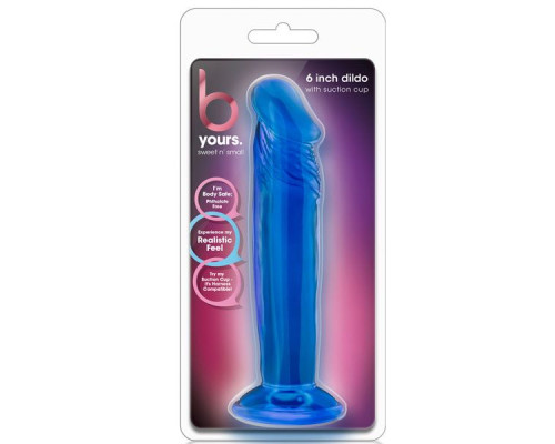 Синий анальный фаллоимитатор Sweet N Small 6 Inch Dildo With Suction Cup - 16,5 см.