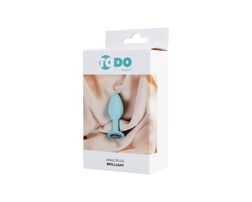 Мятная анальная втулка Brilliant с прозрачным кристаллом - 8 см.