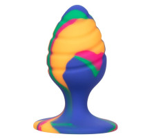 Яркая анальная пробка Cheeky Medium Swirl Tie-Dye Plug - 7,5 см.