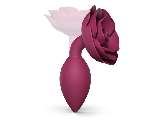 Сливовая анальная пробка с ограничителем-розой Open Rose Size M Butt Plug