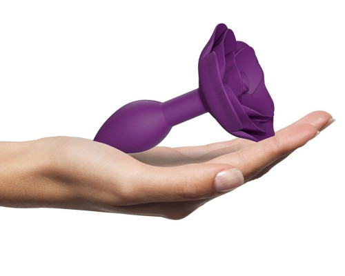 Фиолетовая анальная пробка с ограничителем-розой Open Rose Size S Butt Plug