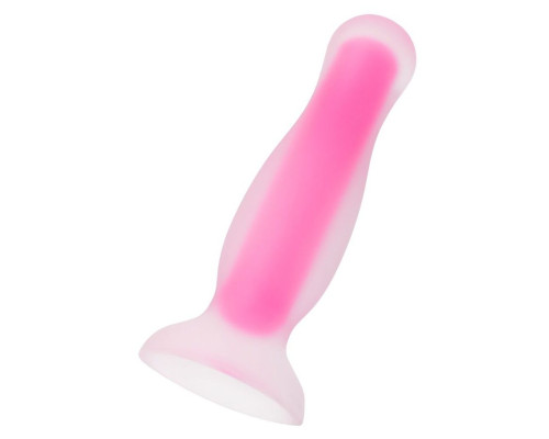 Розовая, светящаяся в темноте анальная втулка Cain Glow - 10 см.