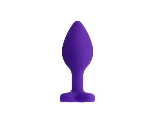 Фиолетовая анальная втулка Diamond Heart с прозрачным кристаллом - 7 см.