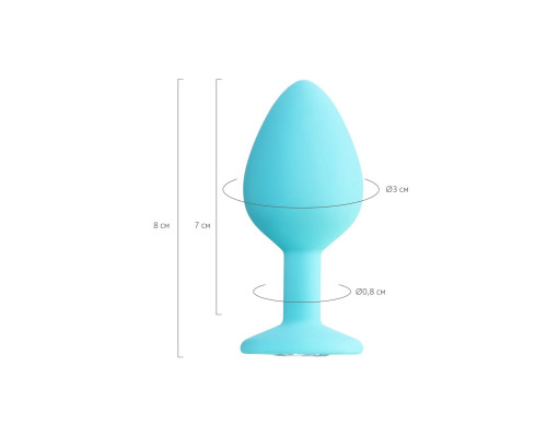 Мятная анальная втулка Brilliant с прозрачным кристаллом - 8 см.