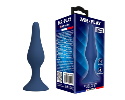 Синяя анальная пробка Slim Anal Plug S - 10,3 см.