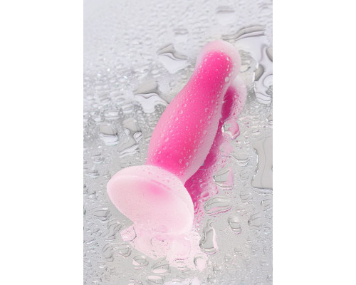 Розовая, светящаяся в темноте анальная втулка Cain Glow - 10 см.