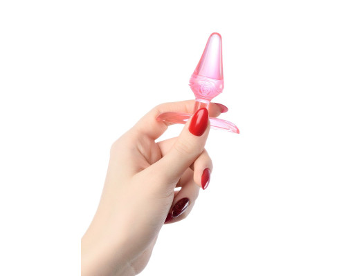 Красная анальная втулка с ограничителем - 6,5 см.