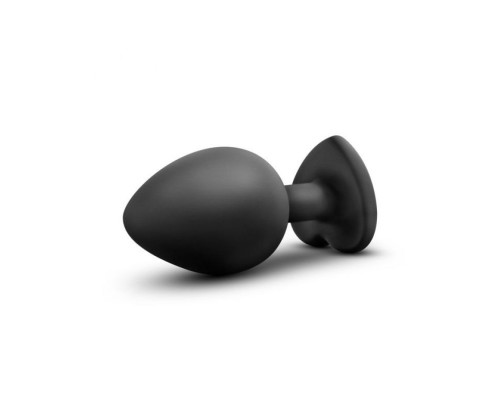 Черная анальная втулка с прозрачным кристаллом Bling Plug Medium - 8,2 см.