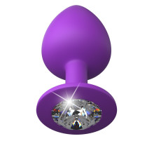 Фиолетовая анальная пробка со стразом Her Little Gem Large Plug - 9,5 см.