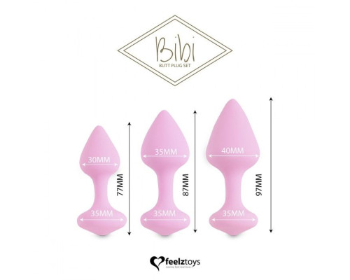 Набор из 3 нежно-розовых анальных пробок Bibi Butt Plug Set