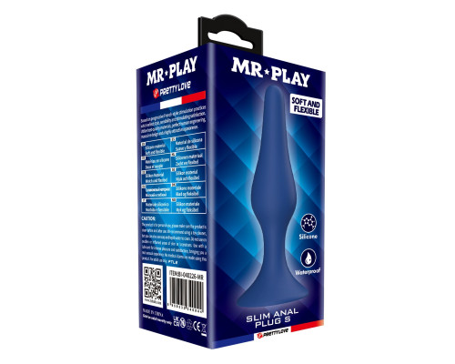 Синяя анальная пробка Slim Anal Plug S - 10,3 см.