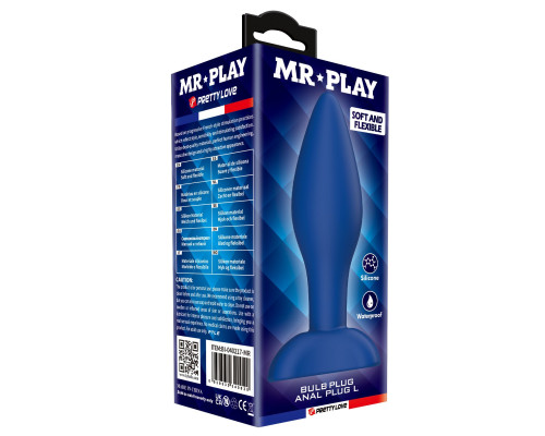 Синяя анальная пробка Bulb Plug - 12,1 см.