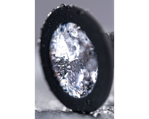 Черная анальная втулка с прозрачным стразом - 7,2 см.