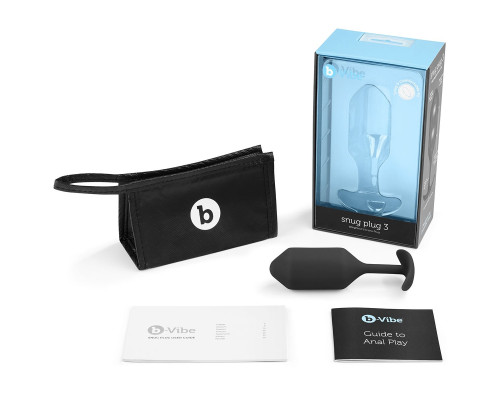 Чёрная пробка для ношения B-vibe Snug Plug 3 - 12,7 см.
